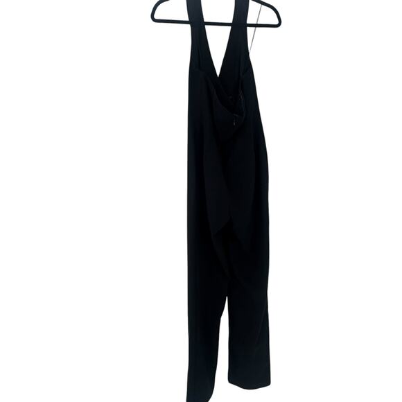 Aidan AIDAN MATTOX Wide Leg Black Crepe Tuxedo Jumpsuit Sleeveless Size 4 - Picture 9 of 12